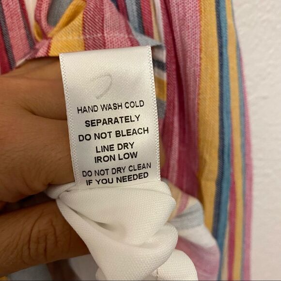 Forever 21 short sleeve ruffle Striped Flounce-Hem Mini Boho romantic Dress-S - Picture 9 of 11